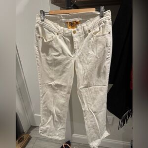 Tory Burch white low-rise Straight Leg Jeans